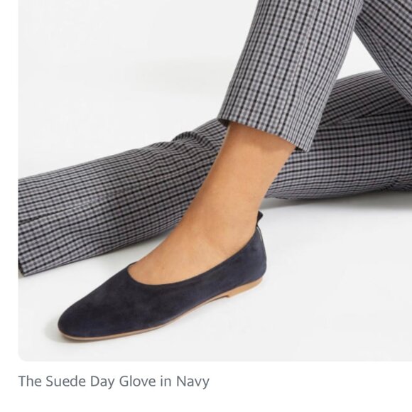 NIB Everlane The Day Glove Flat Heel Woman's sz 11 Suede Navy Blue Narrow Fit - Picture 4 of 12